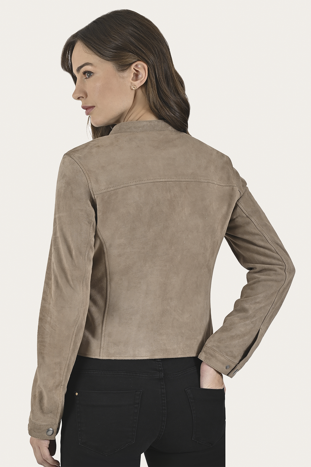 Women’s Taupe Jace Hybrid Biker Racer Suede Jacket Frye Discount