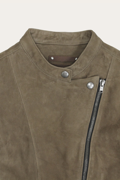 Women’s Taupe Jace Hybrid Biker Racer Suede Jacket Frye Discount