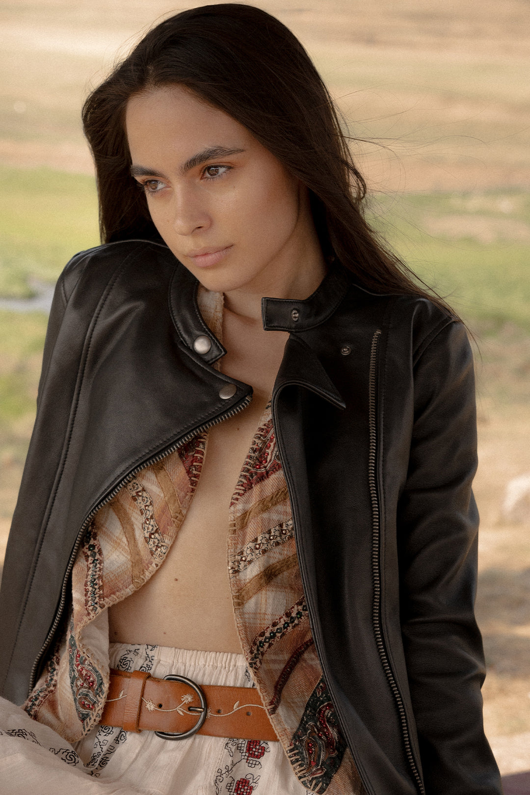 Women’s Black Heathe Leather Racer Jacket Frye Sale