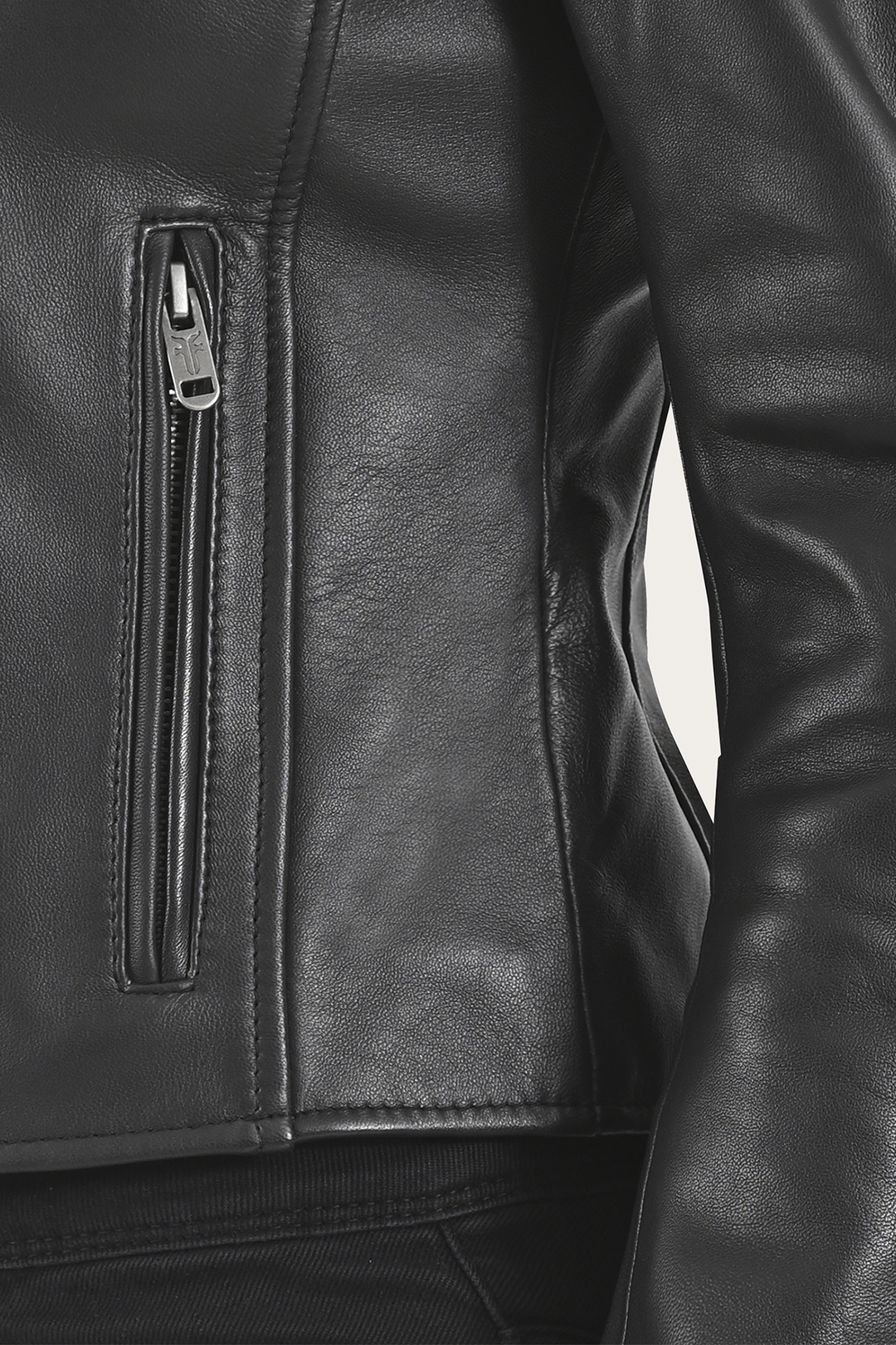 Women’s Black Heathe Leather Racer Jacket Frye Sale
