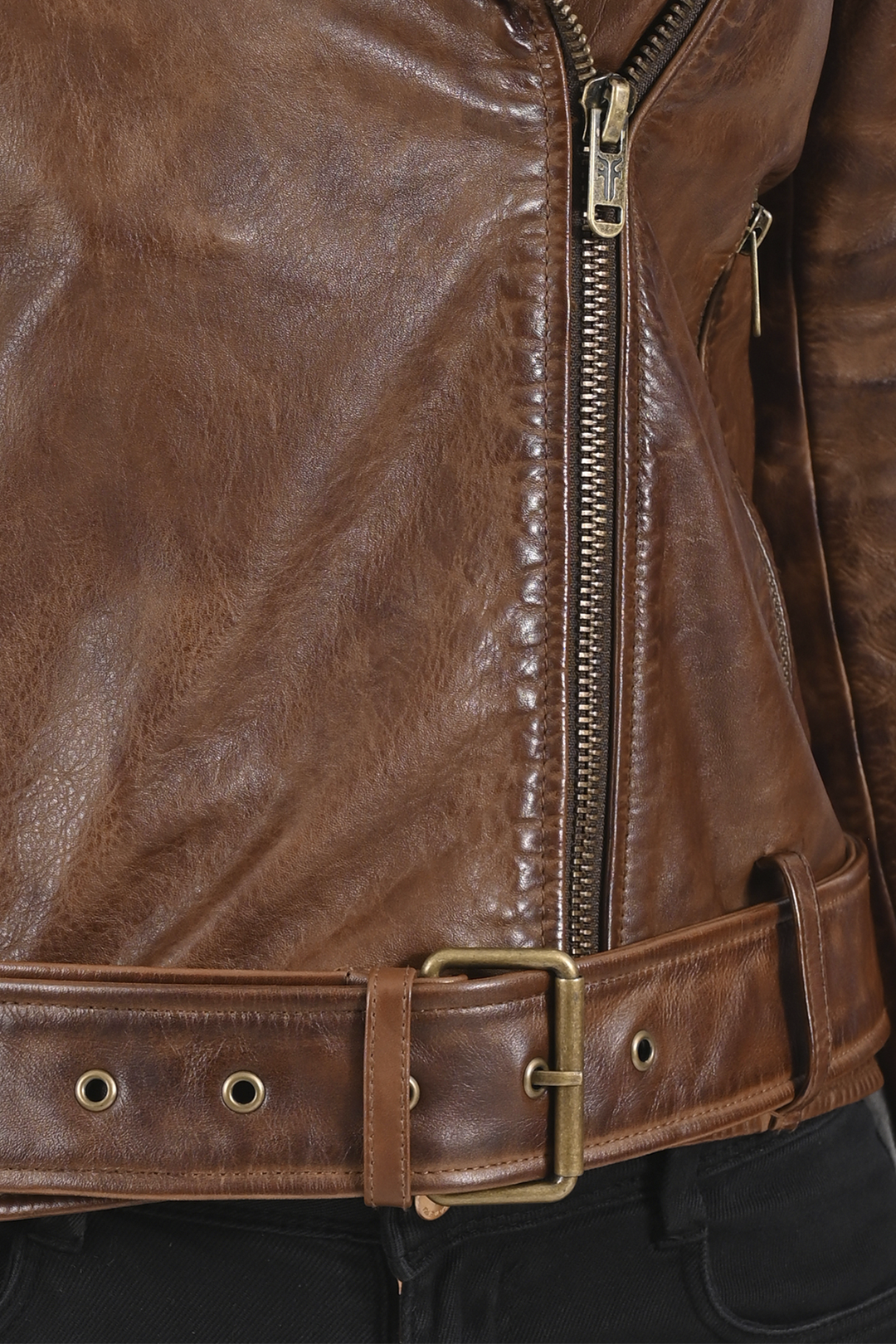 Women’s Tobacco Linc Biker Leather Jacket Frye For Sale
