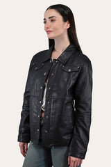 Women’s Black Obadiah Leather Shacket Frye Outlet