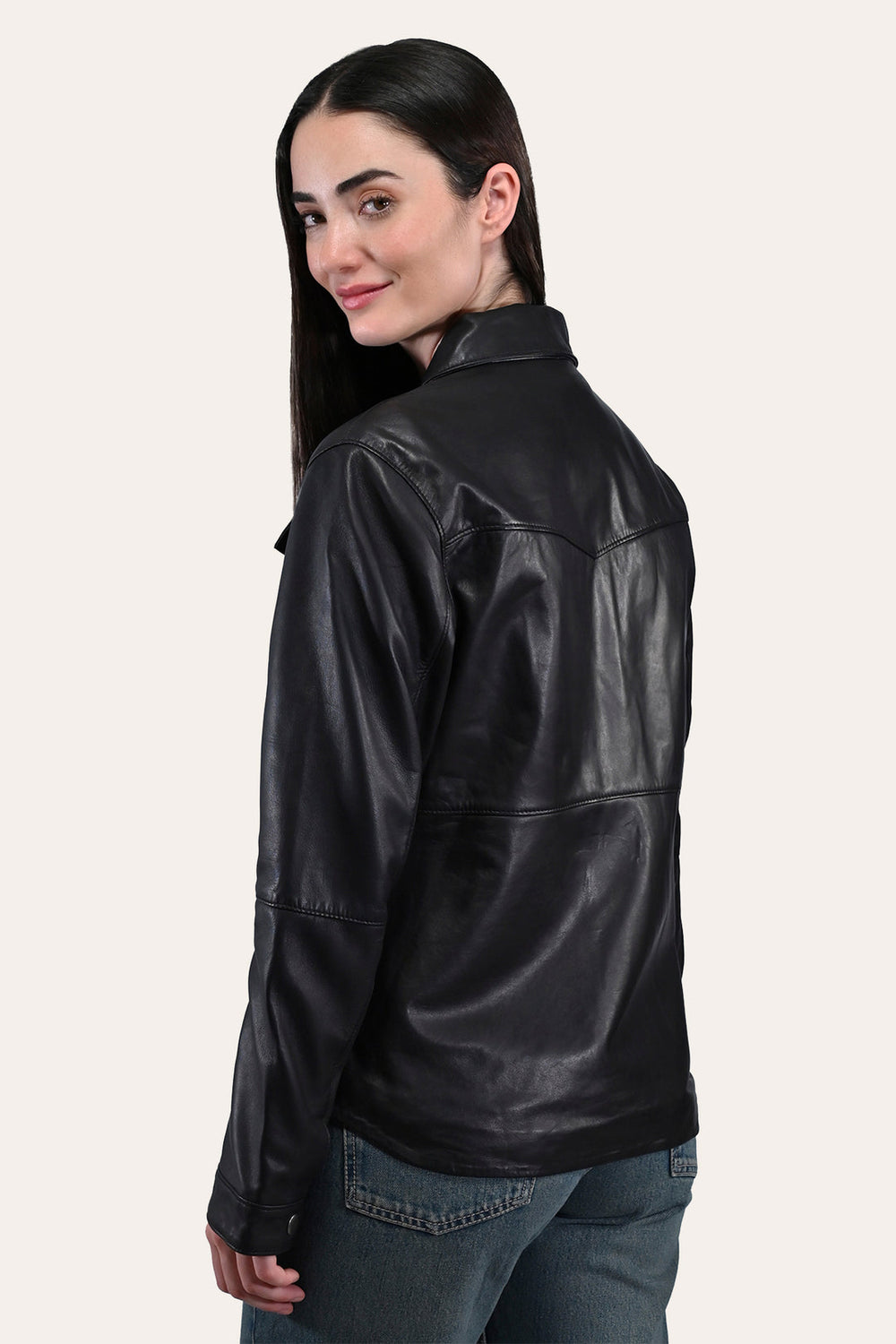 Women’s Black Obadiah Leather Shacket Frye Outlet