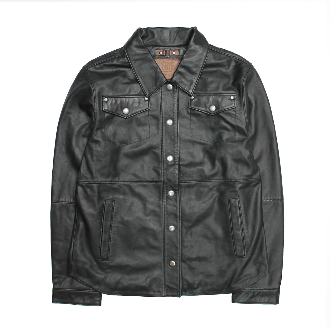 Women’s Black Obadiah Leather Shacket Frye Outlet
