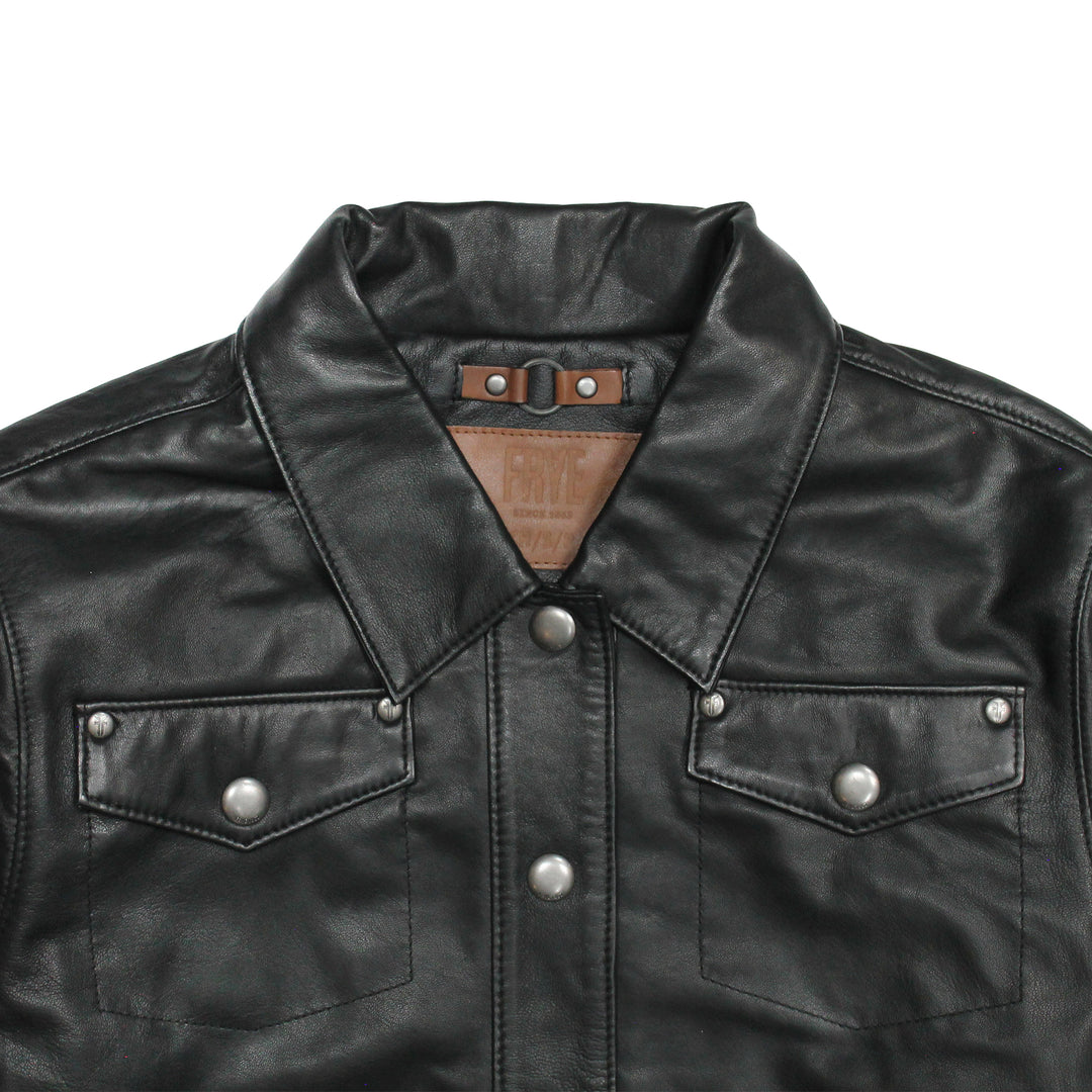 Women’s Black Obadiah Leather Shacket Frye Outlet
