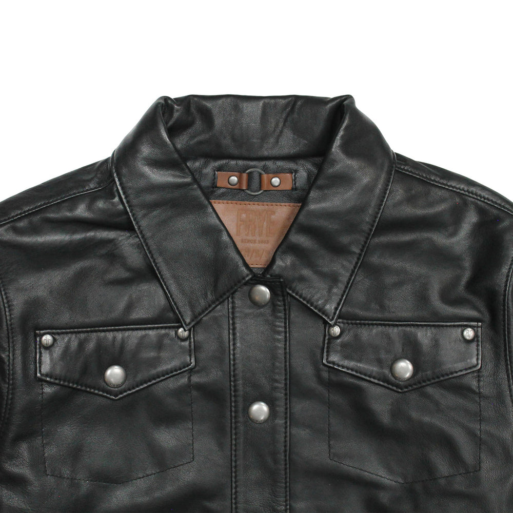 Women’s Black Obadiah Leather Shacket Frye Outlet