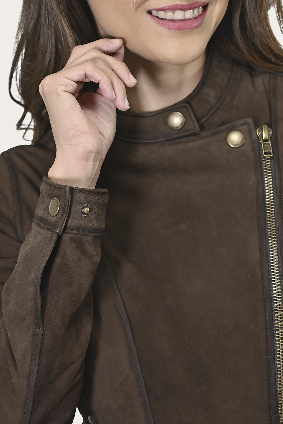 Women’s Dark Brown Cassidy Aged Lamb Leather Biker Jacket Frye us