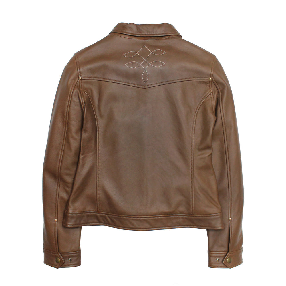 Women’s Medium Brown Callum Trucker Leather Jacket Frye Near me