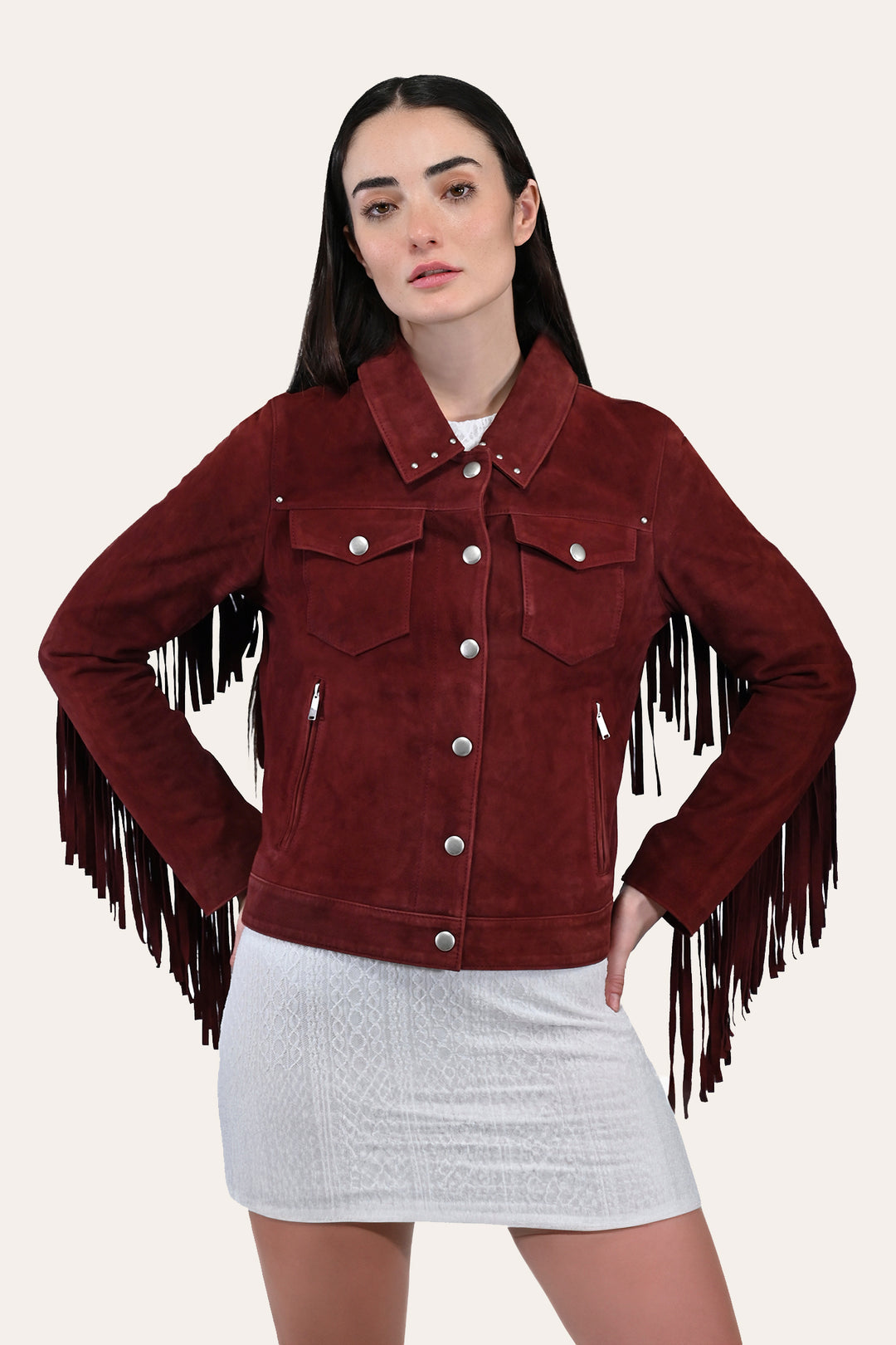 Women’s Oxblood Nash Trucker Suede Jacket Frye