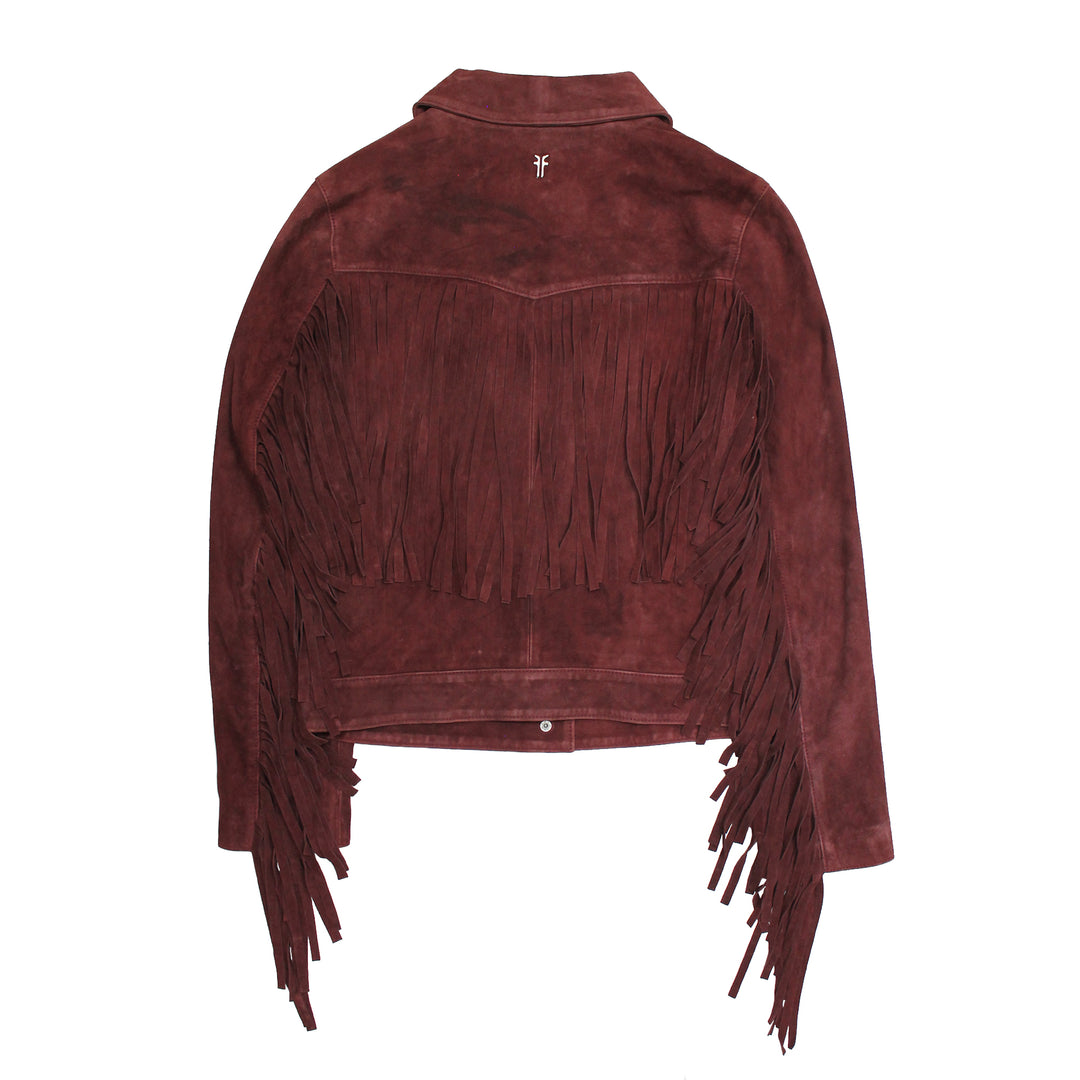 Women’s Oxblood Nash Trucker Suede Jacket Frye