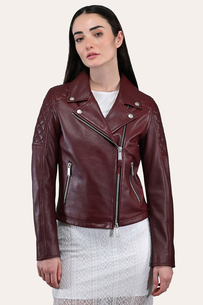 Women’s Oxblood Oklahoma Nappa Leather Biker Jacket Frye Online