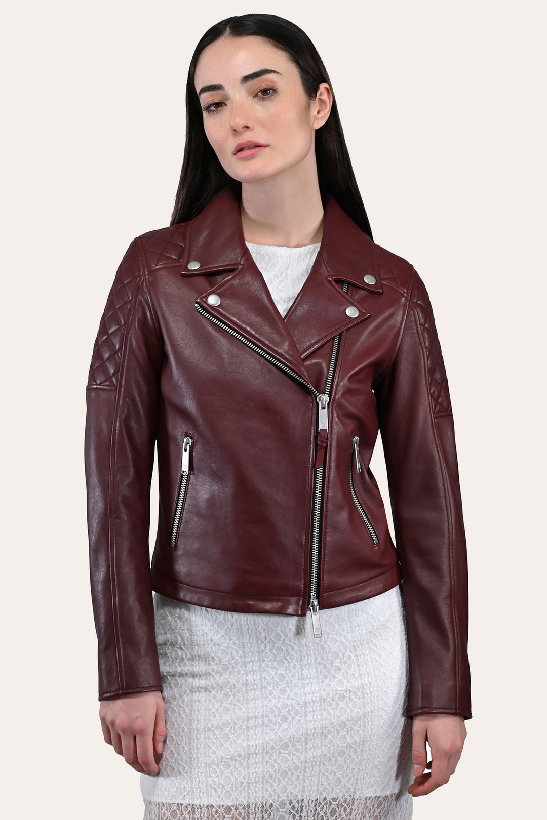 Women’s Oxblood Oklahoma Nappa Leather Biker Jacket Frye Online
