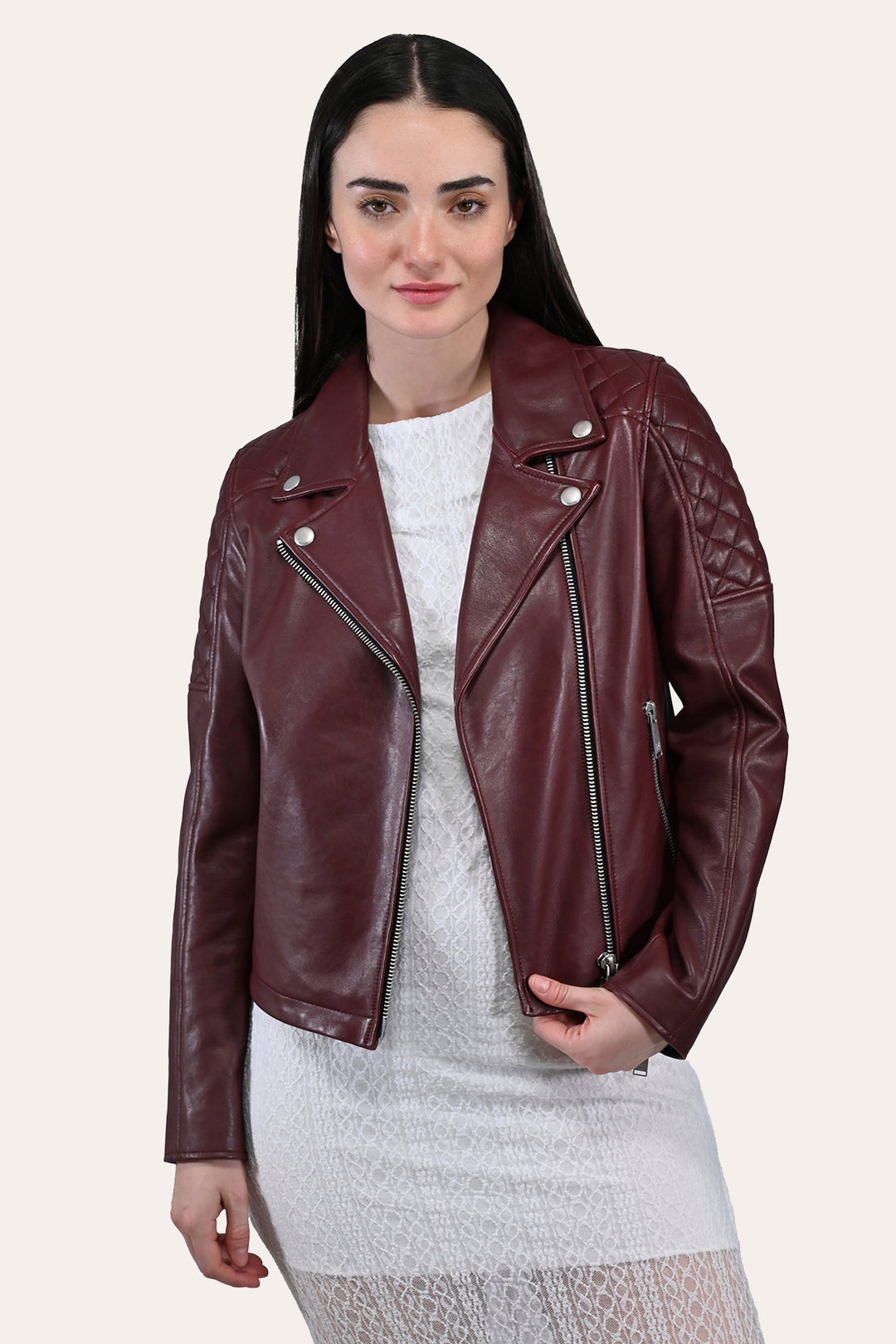 Women’s Oxblood Oklahoma Nappa Leather Biker Jacket Frye Online
