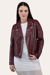 Women’s Oxblood Oklahoma Nappa Leather Biker Jacket Frye Online