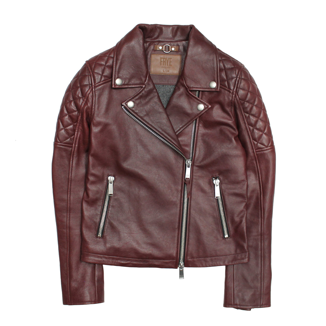 Women’s Oxblood Oklahoma Nappa Leather Biker Jacket Frye Online