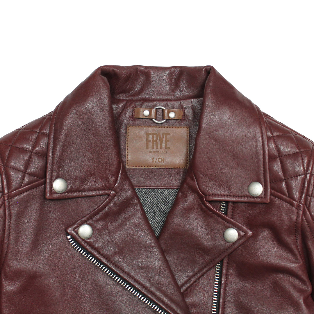 Women’s Oxblood Oklahoma Nappa Leather Biker Jacket Frye Online