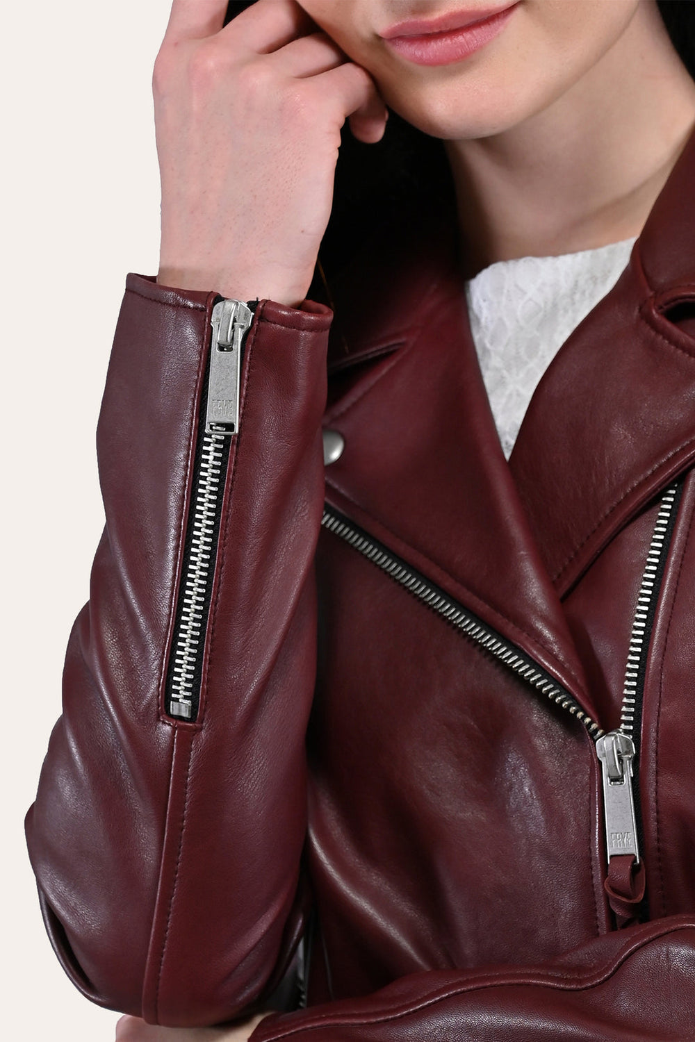 Women’s Oxblood Oklahoma Nappa Leather Biker Jacket Frye Online
