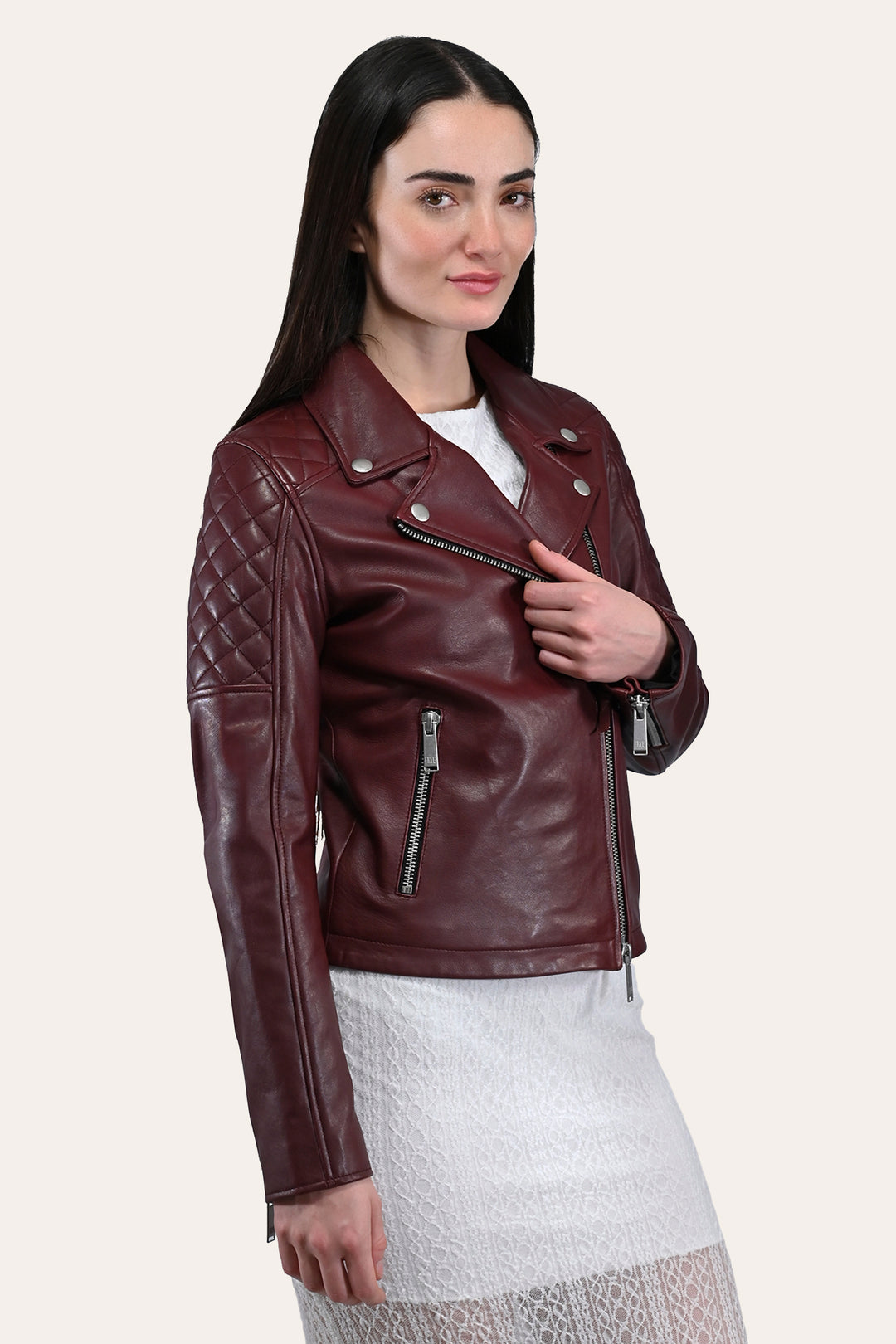 Women’s Oxblood Oklahoma Nappa Leather Biker Jacket Frye Online