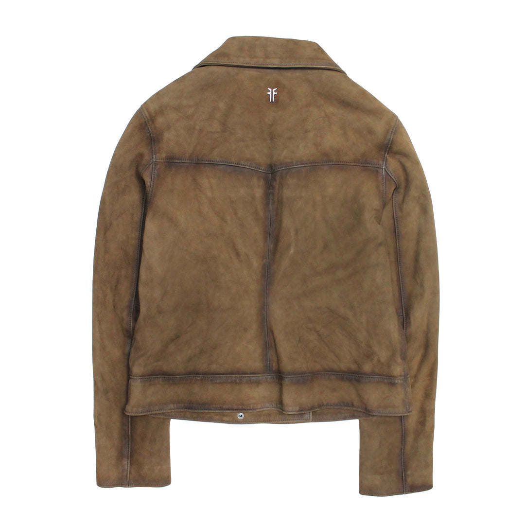 Women’s Dark Taupe Oakley Vintage Suede Biker Jacket Frye Discount