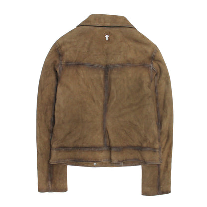 Women’s Dark Taupe Oakley Vintage Suede Biker Jacket Frye Discount