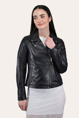 Women’s Black Oklahoma Biker Leather Jacket Frye Sale