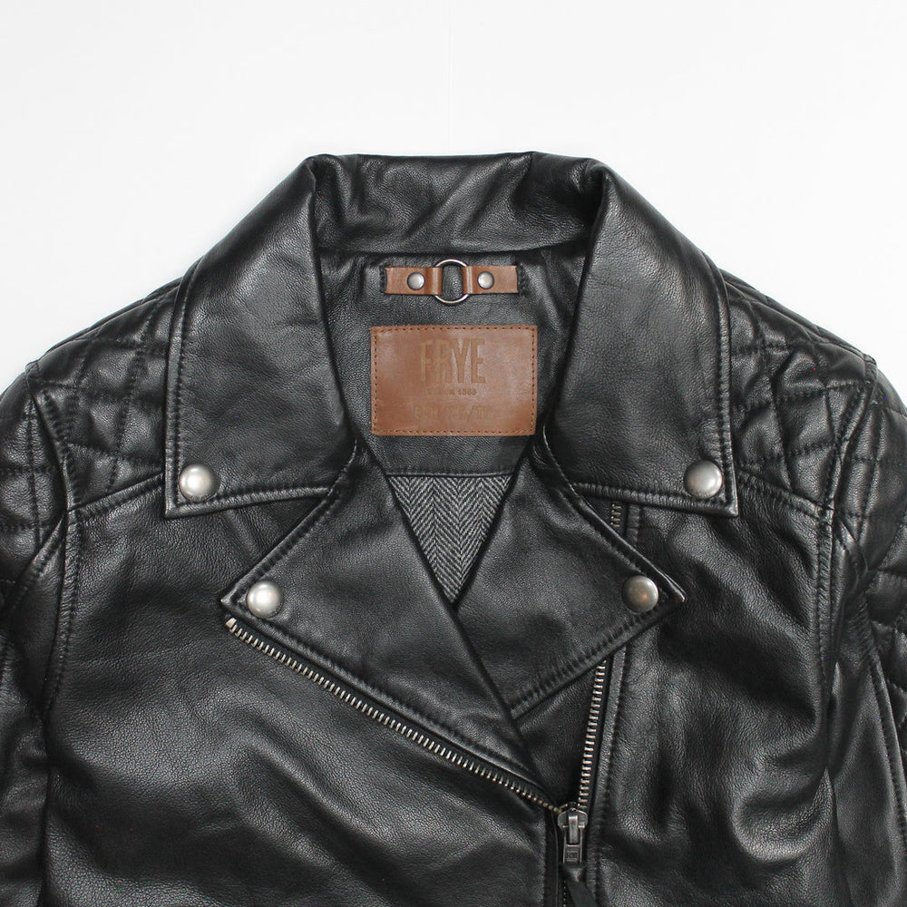 Women’s Black Oklahoma Biker Leather Jacket Frye Sale