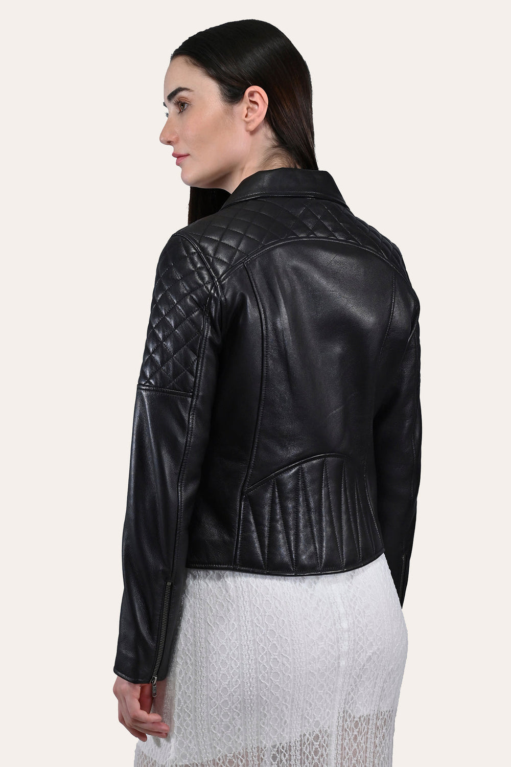 Women’s Black Oklahoma Biker Leather Jacket Frye Sale