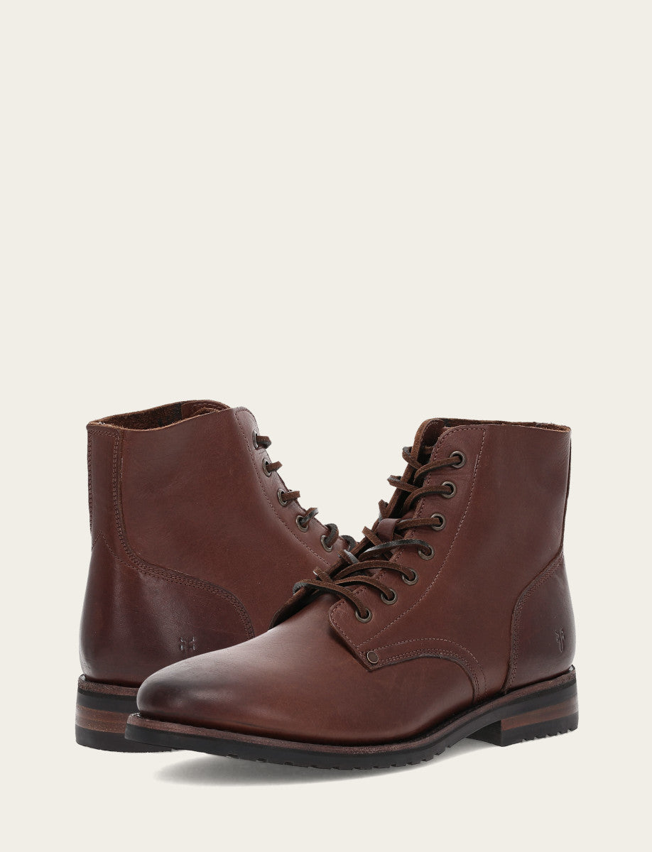 Men's Cognac Barrett Lace Up Boots Frye USA
