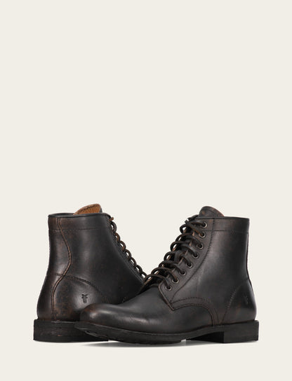 Men's Antiqued Black Tyler Flex Lace Up Boots Frye Outlet