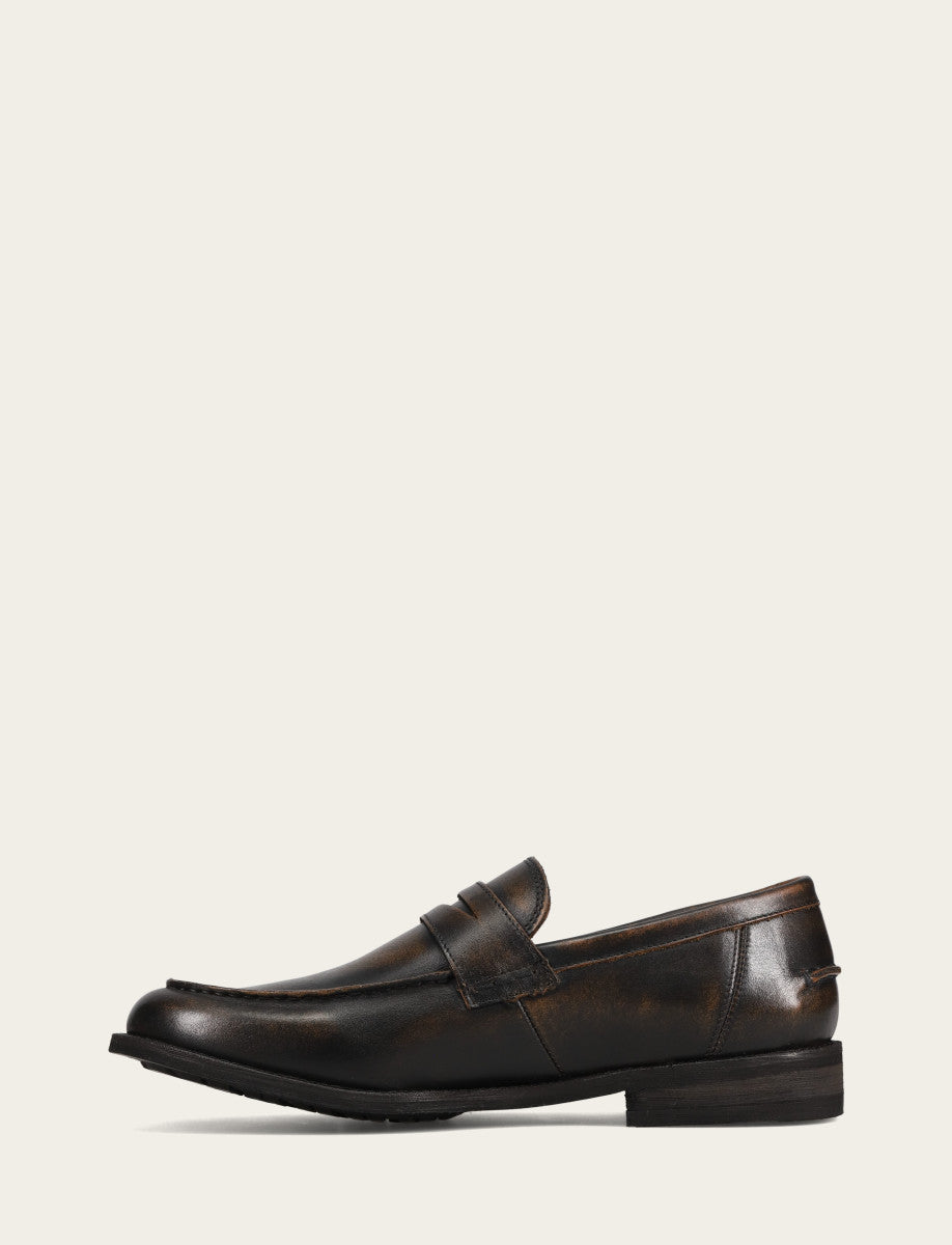 Men's Brown Brush Off Tyler Flex Penny Loafer Frye Outlet