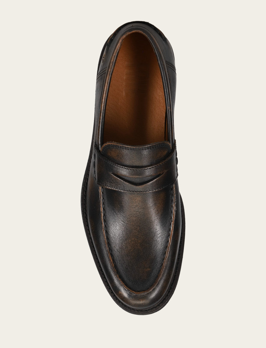 Men's Brown Brush Off Tyler Flex Penny Loafer Frye Outlet