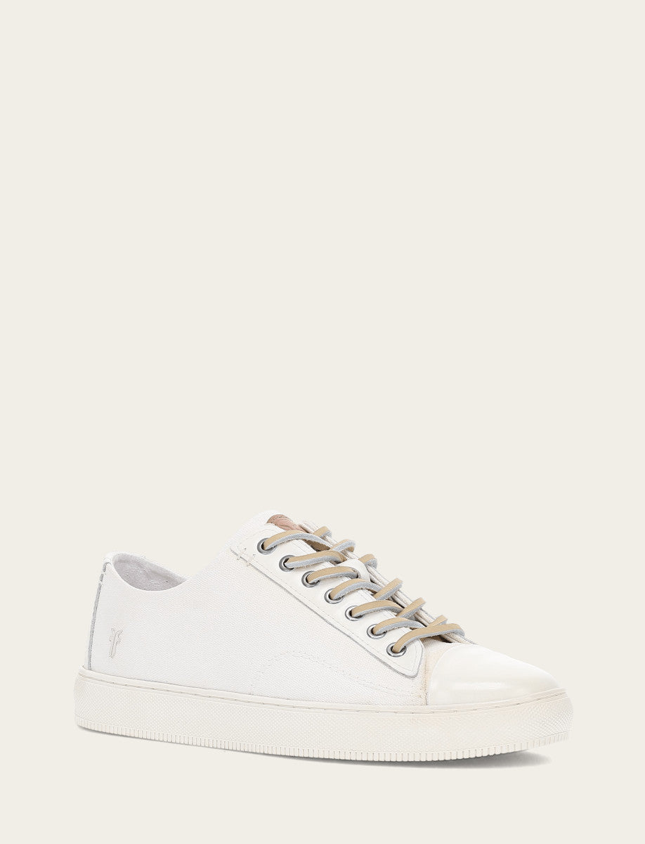 Men's White Astor Cap Toe Low Lace Sneakers Frye USA