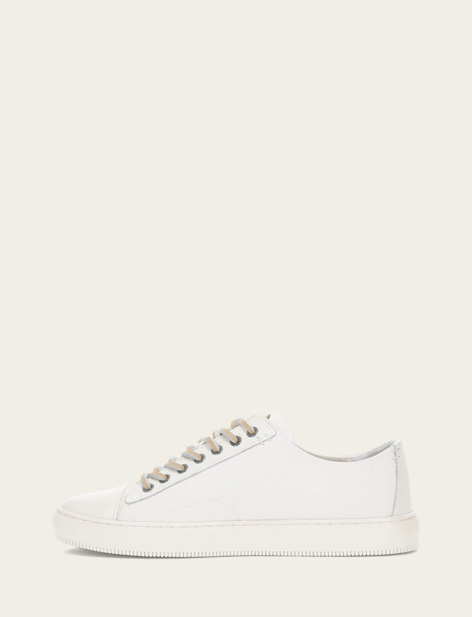 Men's White Astor Cap Toe Low Lace Sneakers Frye USA