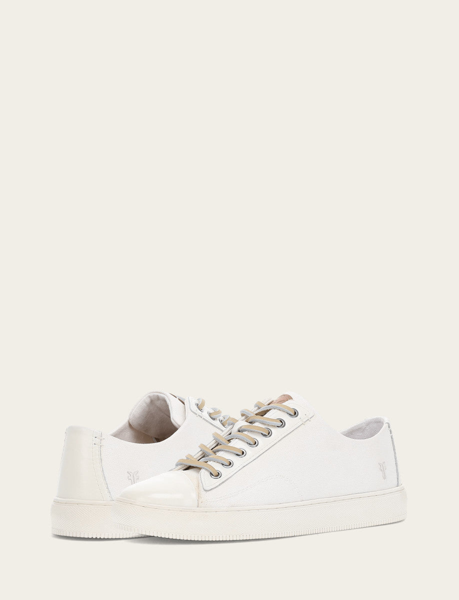 Men's White Astor Cap Toe Low Lace Sneakers Frye USA