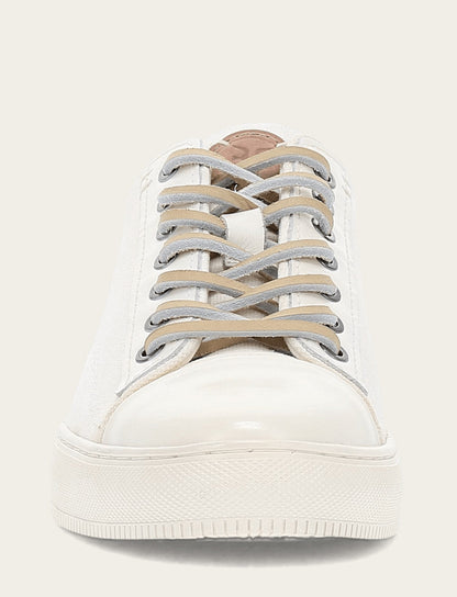 Men's White Astor Cap Toe Low Lace Sneakers Frye USA