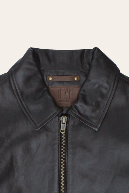 Men’s Dark Brown Dusty Trucker Leather Jacket Frye Outlet