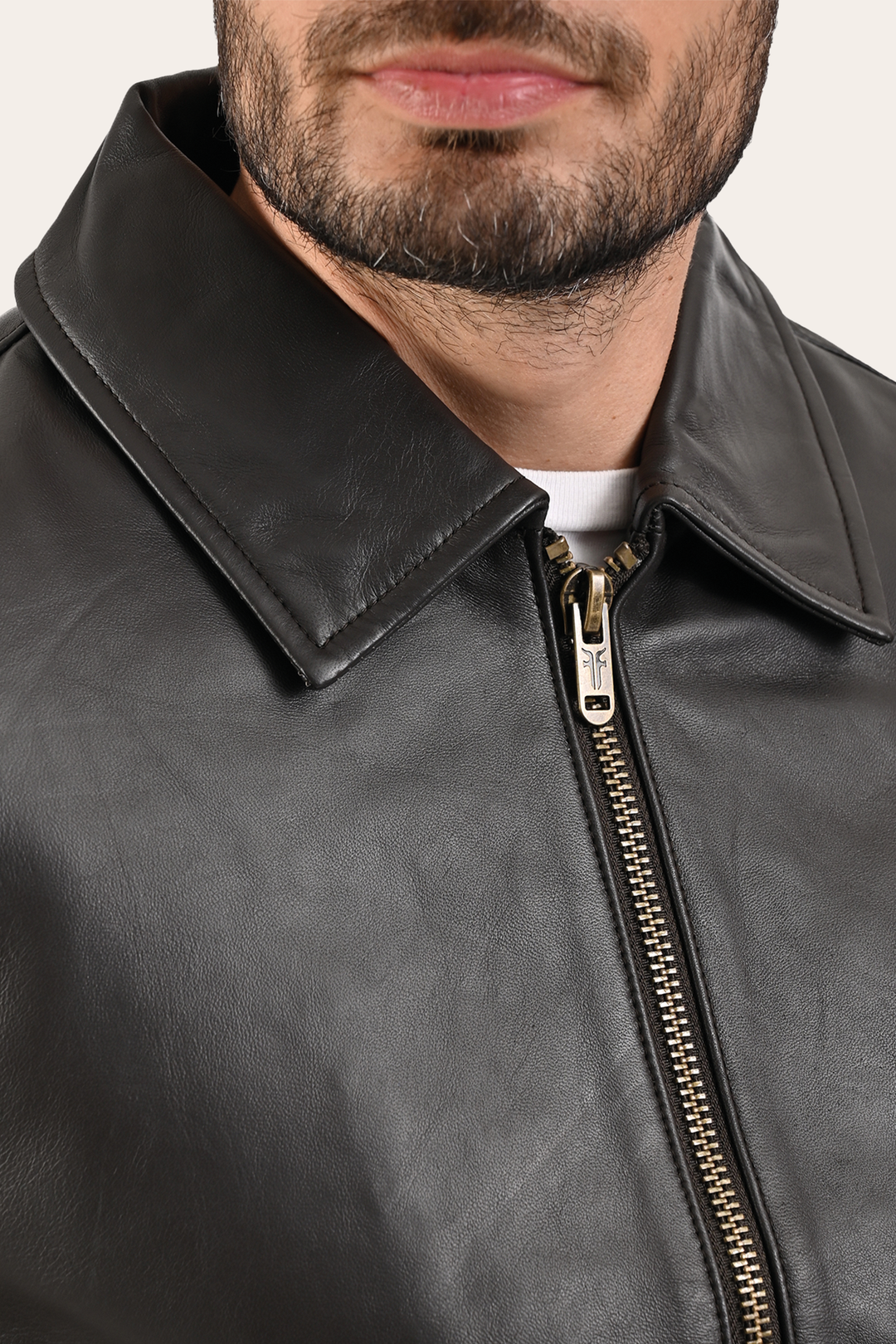 Men’s Dark Brown Dusty Trucker Leather Jacket Frye Outlet