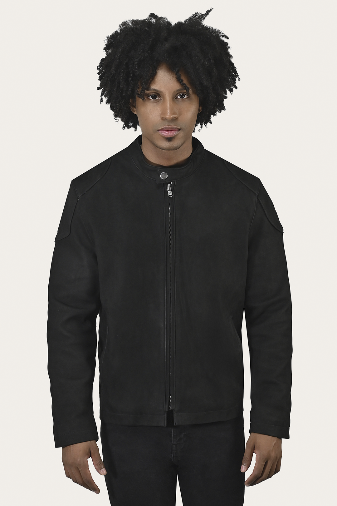 Men’s Black Gannon Lamb Leather Racer Jacket Frye us