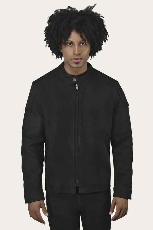 Men’s Black Gannon Lamb Leather Racer Jacket Frye us