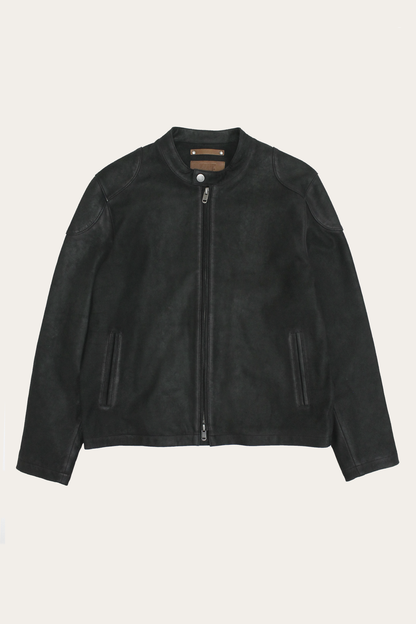Men’s Black Gannon Lamb Leather Racer Jacket Frye us