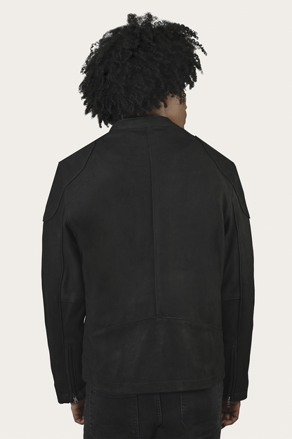 Men’s Black Gannon Lamb Leather Racer Jacket Frye us