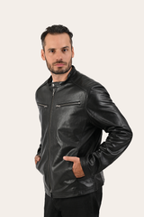 Men’s Black Pioneer Racer Leather Jacket Frye Near me