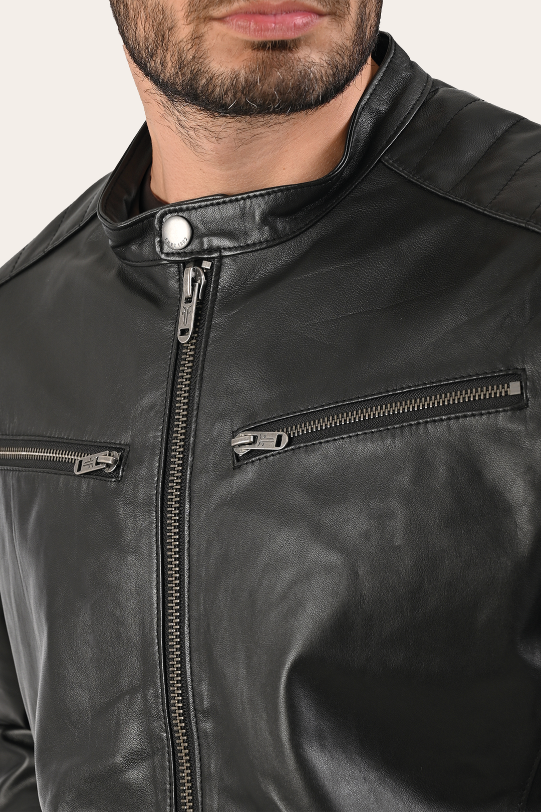 Men’s Black Pioneer Racer Leather Jacket Frye Near me