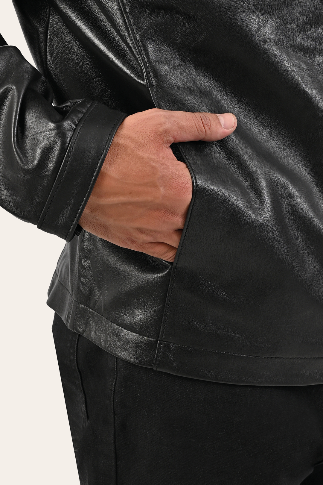 Men’s Black Pioneer Racer Leather Jacket Frye Near me