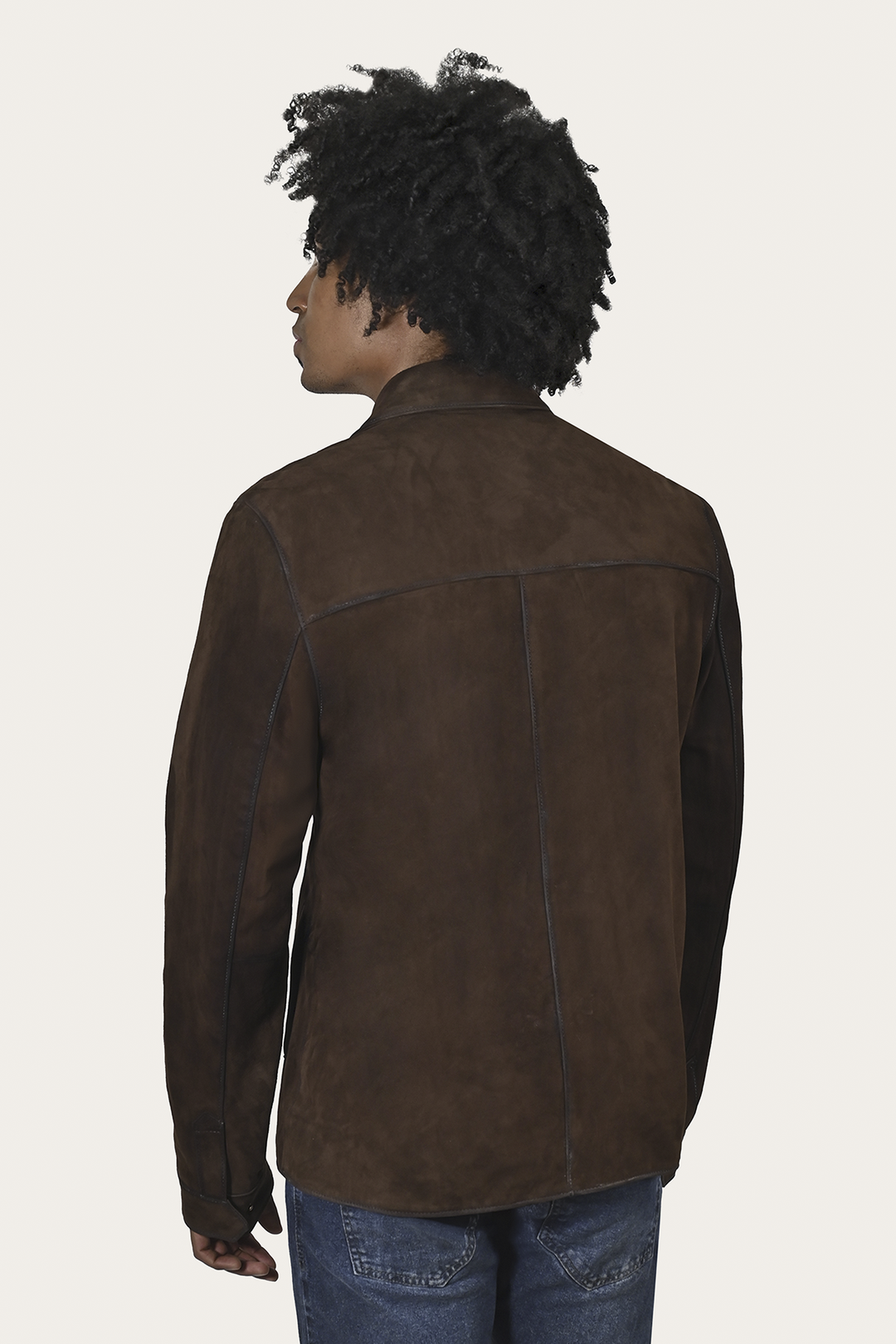 Men’s Dark Brown Brock Classic Suede Shacket Frye