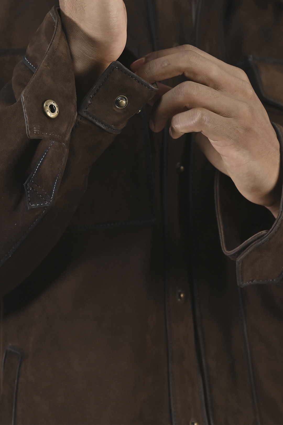 Men’s Dark Brown Brock Classic Suede Shacket Frye