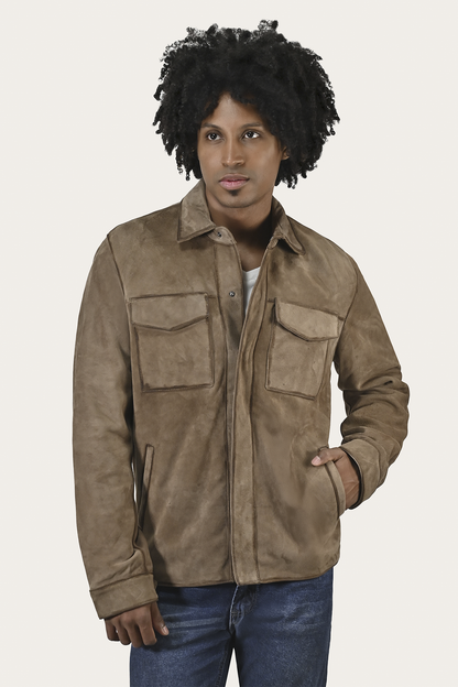 Men’s Taupe Brock Suede Utility Shacket Frye Online