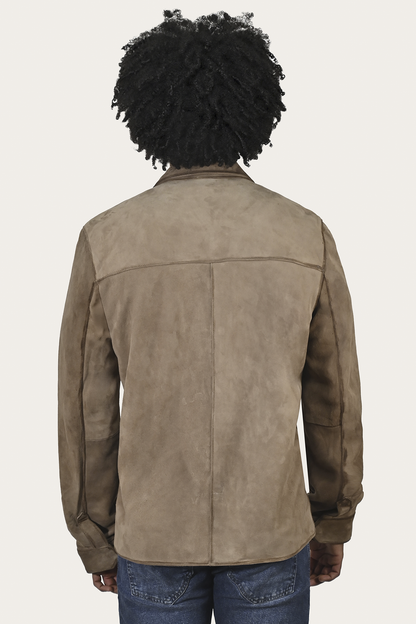 Men’s Taupe Brock Suede Utility Shacket Frye Online