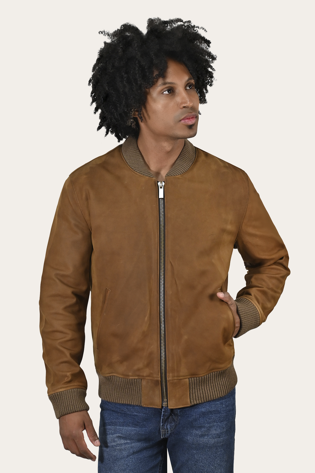 Men’s Burnt Copper Clay Leather Bomber Jacket Frye Sale