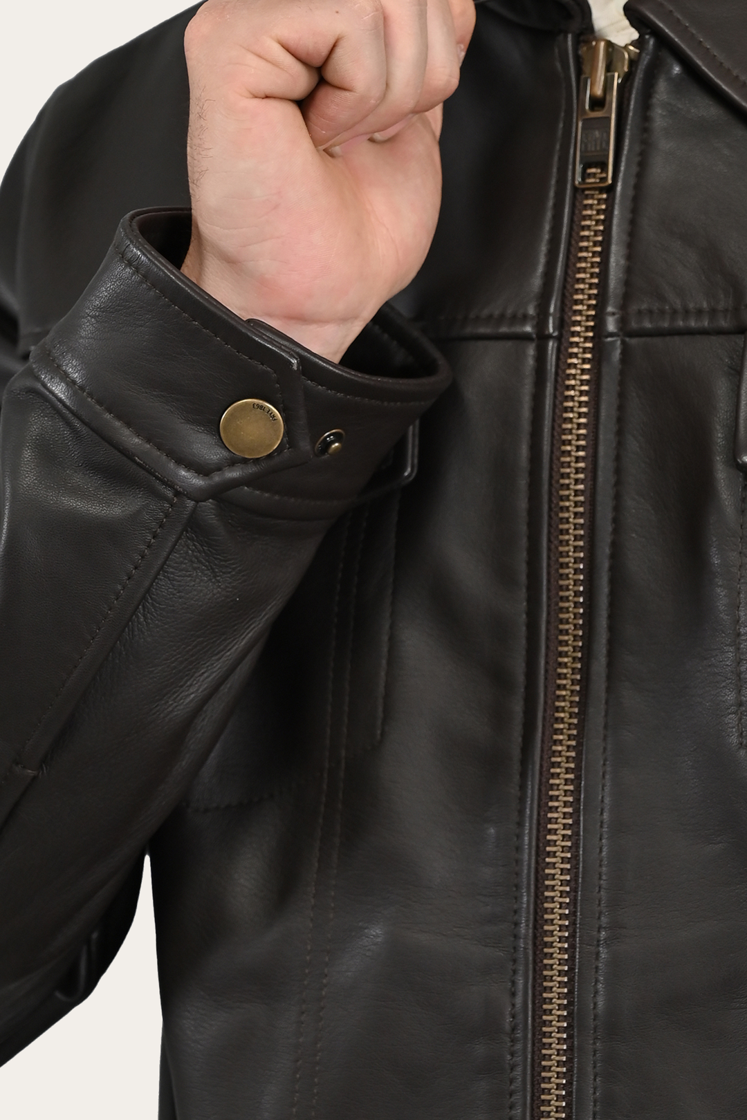 Men’s Dark Brown Durango Trucker Leather Jacket Frye On sale